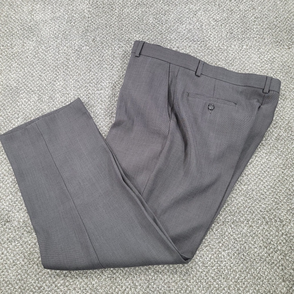 Gianfranco Ruffini Mens Dress Pants 34x30 Charcoal Gray Flat Front Straight Leg